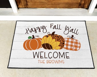 Fall Doormat | Pumpkin Doormat | Welcome Pumpkin Doormat | Fall Porch Decor | New Home Gift | Hostess Gift | Fall Decor | Welcome Doormat