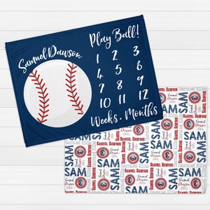 Personalized Baseball Monthly Photo Blanket | Baby Month Minky | Milestone Blanket | Personalized Baby Blanket | Baby Boy Baby Shower Gift