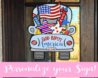 4th Of July Decor | 4th Of July Door Hanger | Patriotic Door Hanger | Patriotic Decor | Red White And Blue  Decor | Summer Home Decor