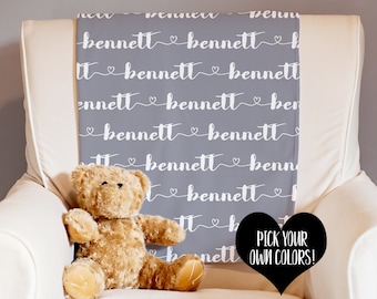 Personalized Baby Name Blanket,  Minky or Receiving Baby Blanket Swaddle, Great Gift for Baby Showers, Nursery Decor and Gender Reveal Ideas