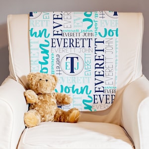 Personalized Baby Blanket with Monogram-Special Gift For Baby Shower or Mom To Be- Custom Baby Swaddle - Custom Baby Blanket - Ready to Ship