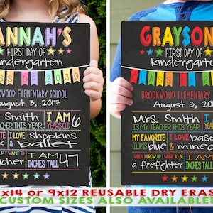 First Day of School Sign - Last Day of School Sign - Back To School Chalkboard  - Kindergarten Sign - Personalized Sign - Dry Erase Board