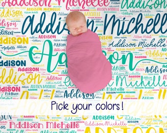 Personalized Baby Blanket - Minky Baby Blanket - Baby Milestone Blanket - Baby Name Blanket - Gender Reveal Ideas - Baby Shower Gift