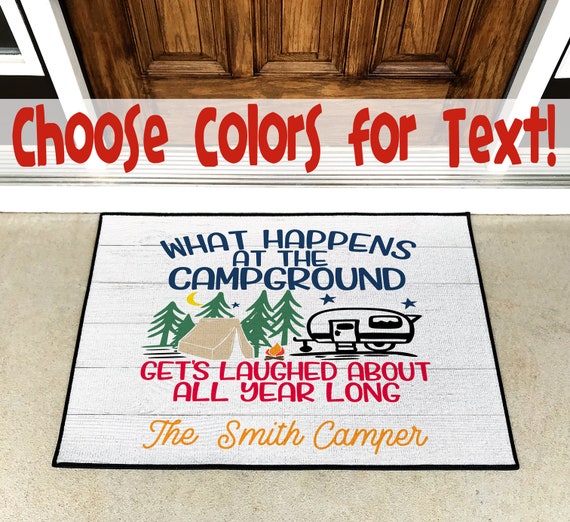 Funny Welcome Mat Personalized Doormat Happy Camper Welcome Doormat Camper  Door