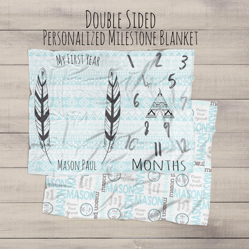 Milestone Blanket Baby Growth Gift Boho Baby Boy Blanket Etsy