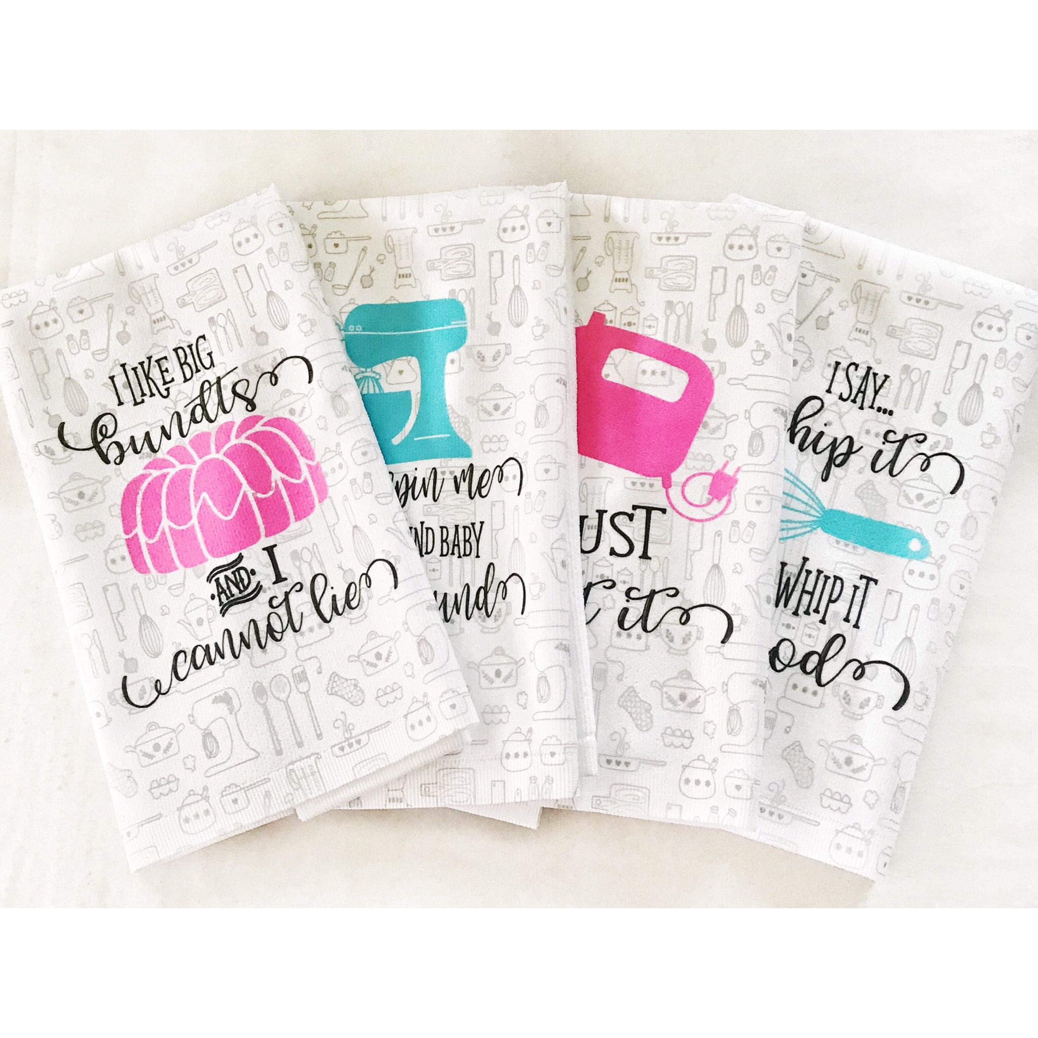 Funny Kitchen Towels Set - Cute Dish Cloths, Funny Dish Towels for Kitchen,  Home Bar, Tea Towels & Hand Towels w/Sayings, Dad & Husband Birthday Gifts