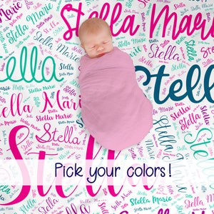 Personalized Baby Blanket - Minky Baby Blanket - Baby Milestone Blanket - Baby Name Blanket - Gender Reveal Ideas - Baby Shower Gift