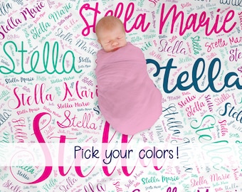 Personalized Baby Blanket - Minky Baby Blanket - Baby Milestone Blanket - Baby Name Blanket - Gender Reveal Ideas - Baby Shower Gift