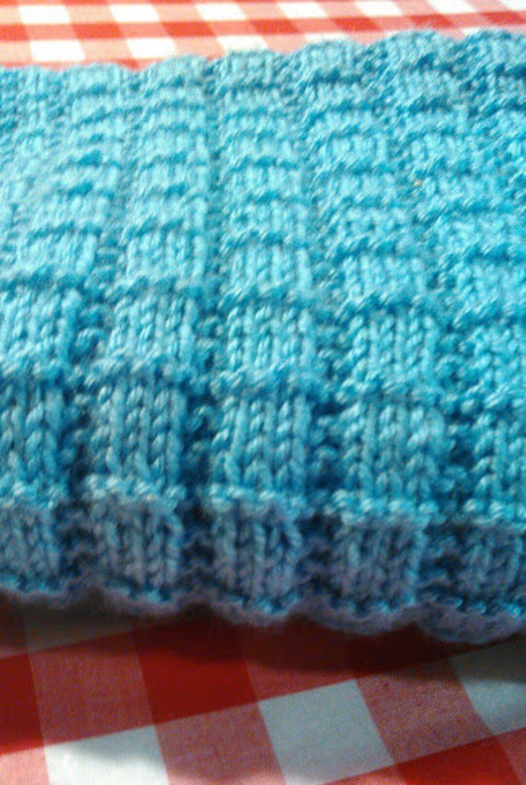 Baby Blue Worsted Weight Handmade Handknitted Textured Bricks Etsy