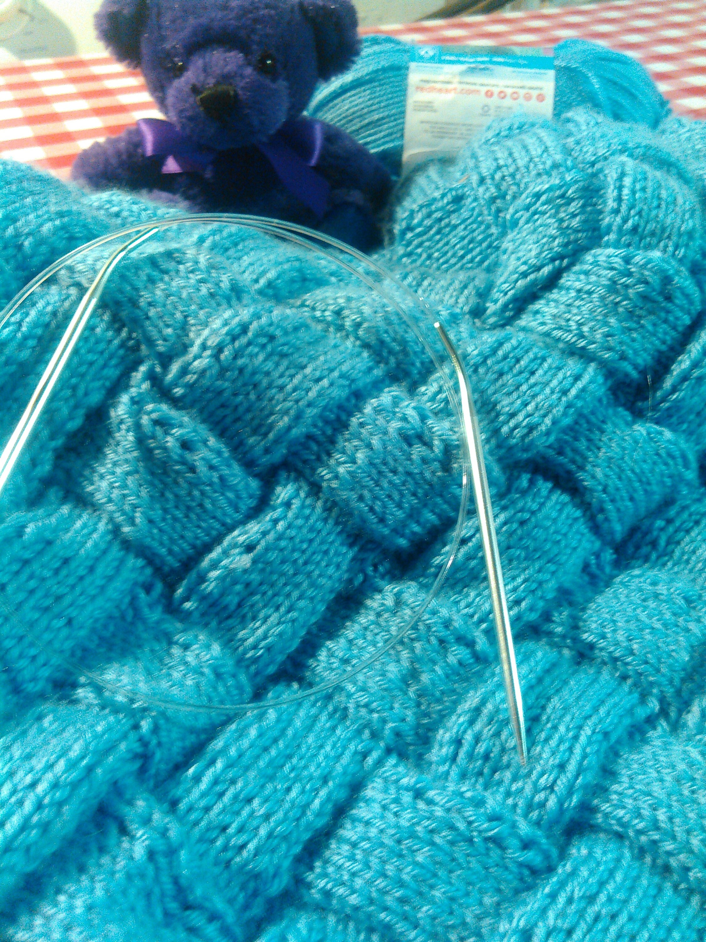 Baby Blue Worsted Weight Handmade Handknitted Entrelac Baby Blanket or
