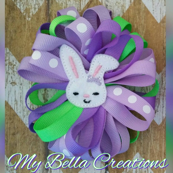 Items similar to Bunny loopy ribbon hair clip on Etsy