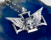 Skull Wings Airship Pilot Wings Steampunk Pilot Wings Handcrafted Cosplay Rank Badge Insignia 40k Space mariner Black Templars