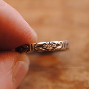 Flower Pattern Stacker Ring Sterling Silver image 1