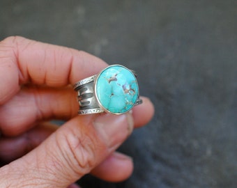 Turquoise & Cactus Ring | Size 11.5