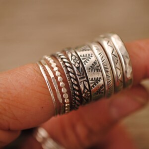 Flower Pattern Stacker Ring Sterling Silver image 3