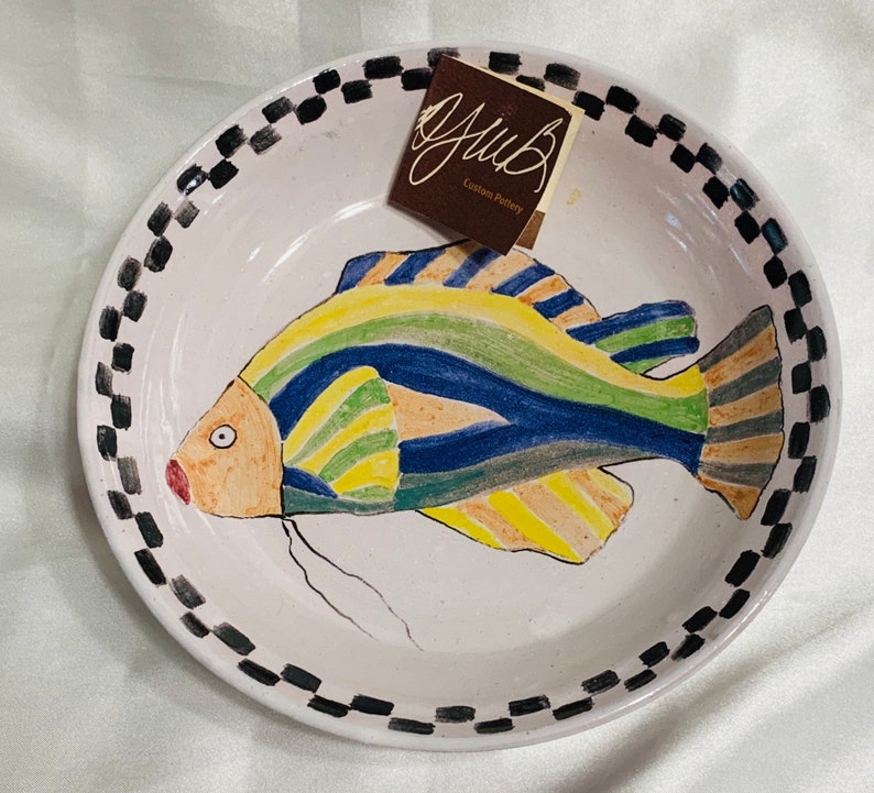 Majolica Handpainted Fish Plates Set of 4 AJWB Custom Etsy