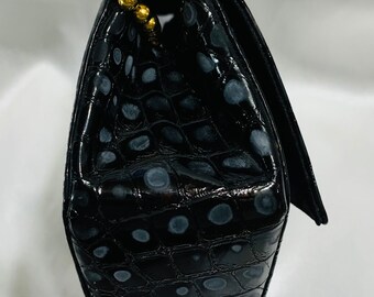 Vintage RODO Italy Faux Snakeskin Patent Leather Box Purse. NOTE