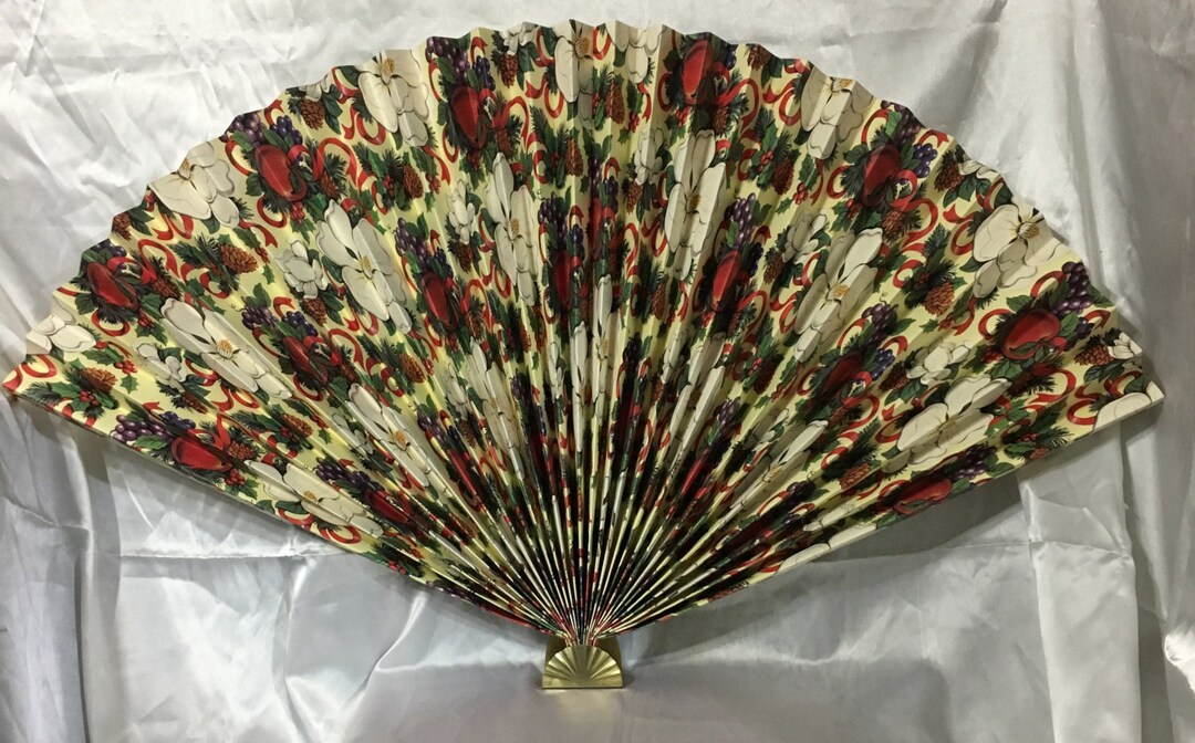 Magic Ribbons Fan Magnolias and Ribbons Decorative Paper Fan by Tomorrow's Antique, Circa ...