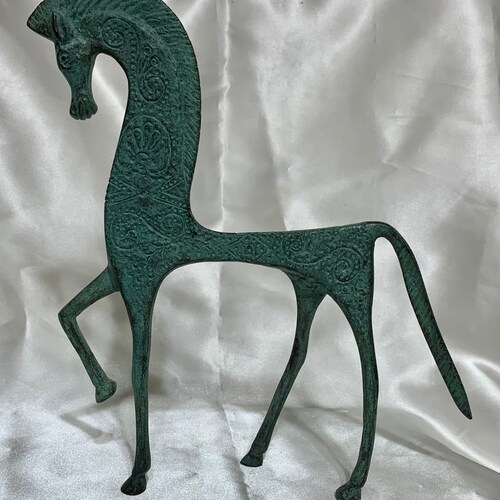 Mid-Century Greek War Horse Statuette, circa 1950's - shops 1960's. NOTE: Please read entire description - there are no returns.