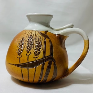 Homestead Pottery Wheat-leaf Wheat Grass Ceramic Jug. NOTE: Please read entire description - there are no returns.
