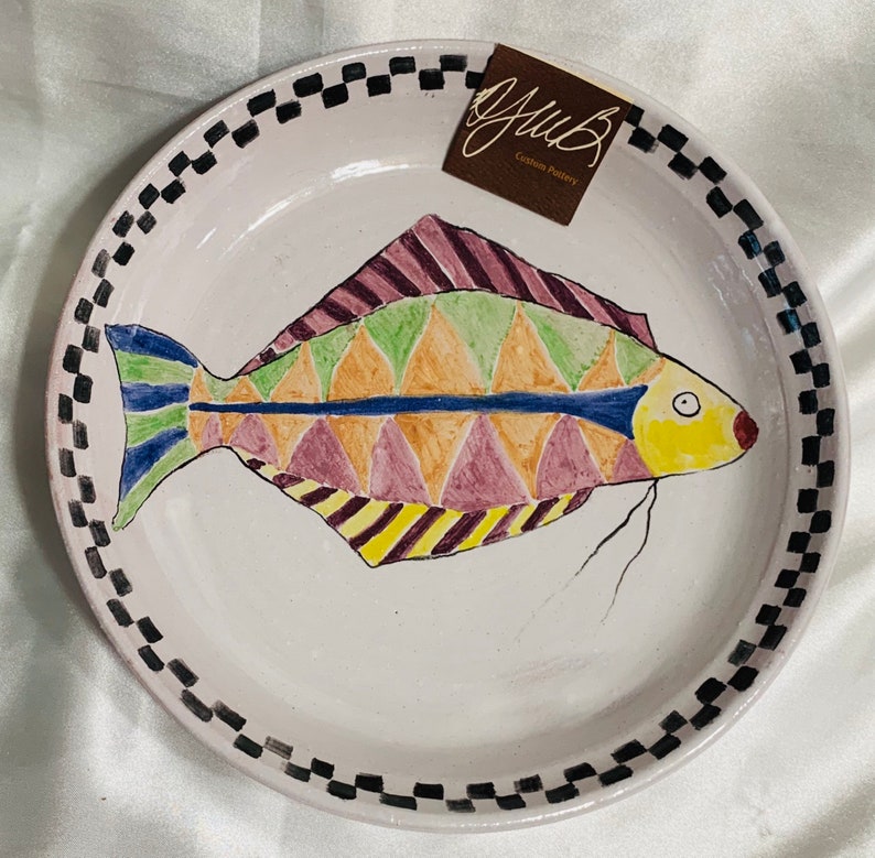Majolica Handpainted Fish Plates Set of 4 AJWB Custom Etsy
