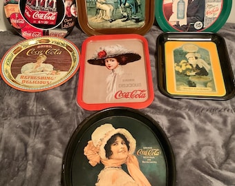 Variety of Coca-Cola Display Trays, various years. Sold separately.  NOTE: Please be sure to read entire description focusing on condition.
