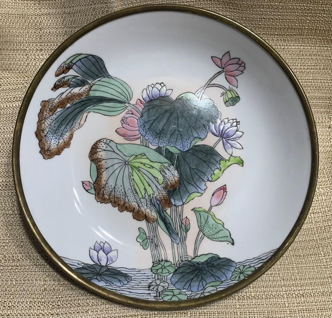Lotus Flower Ceramic Dish with Bee