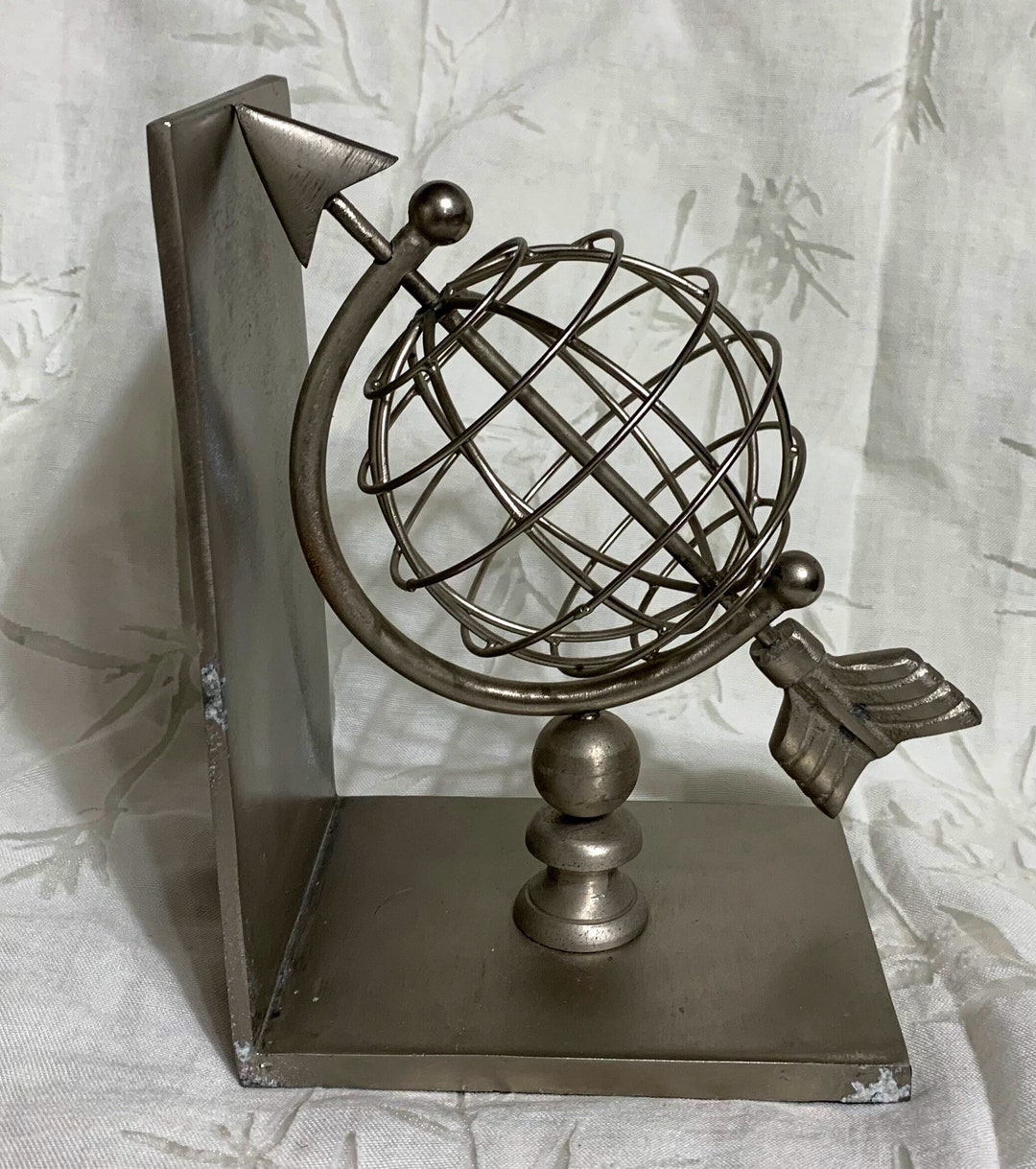 Vintage Celestial Metal Silvertoned Armillary Arrow Through Sphere