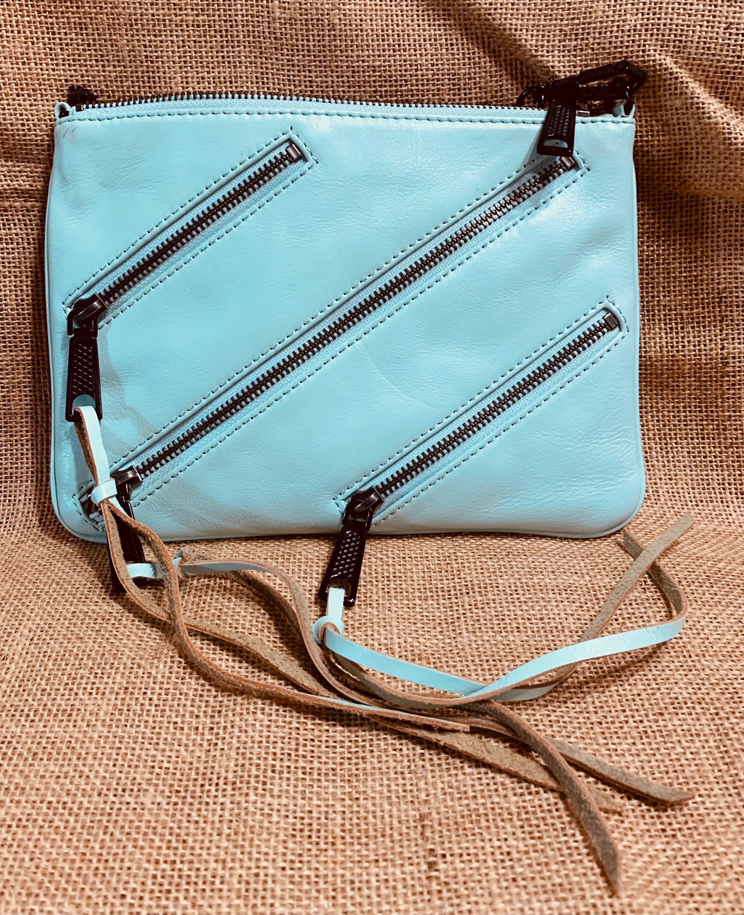Rebecca Minkoff 4-zip Mint Green Leather Crossbody 