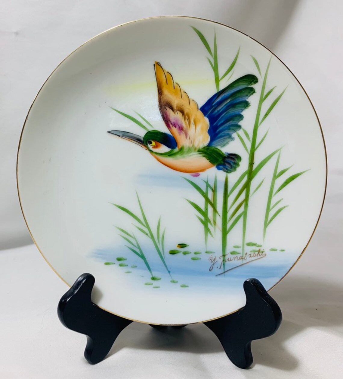 Kingfisher Handpainted Collectible Porcelain Plate Y. Etsy