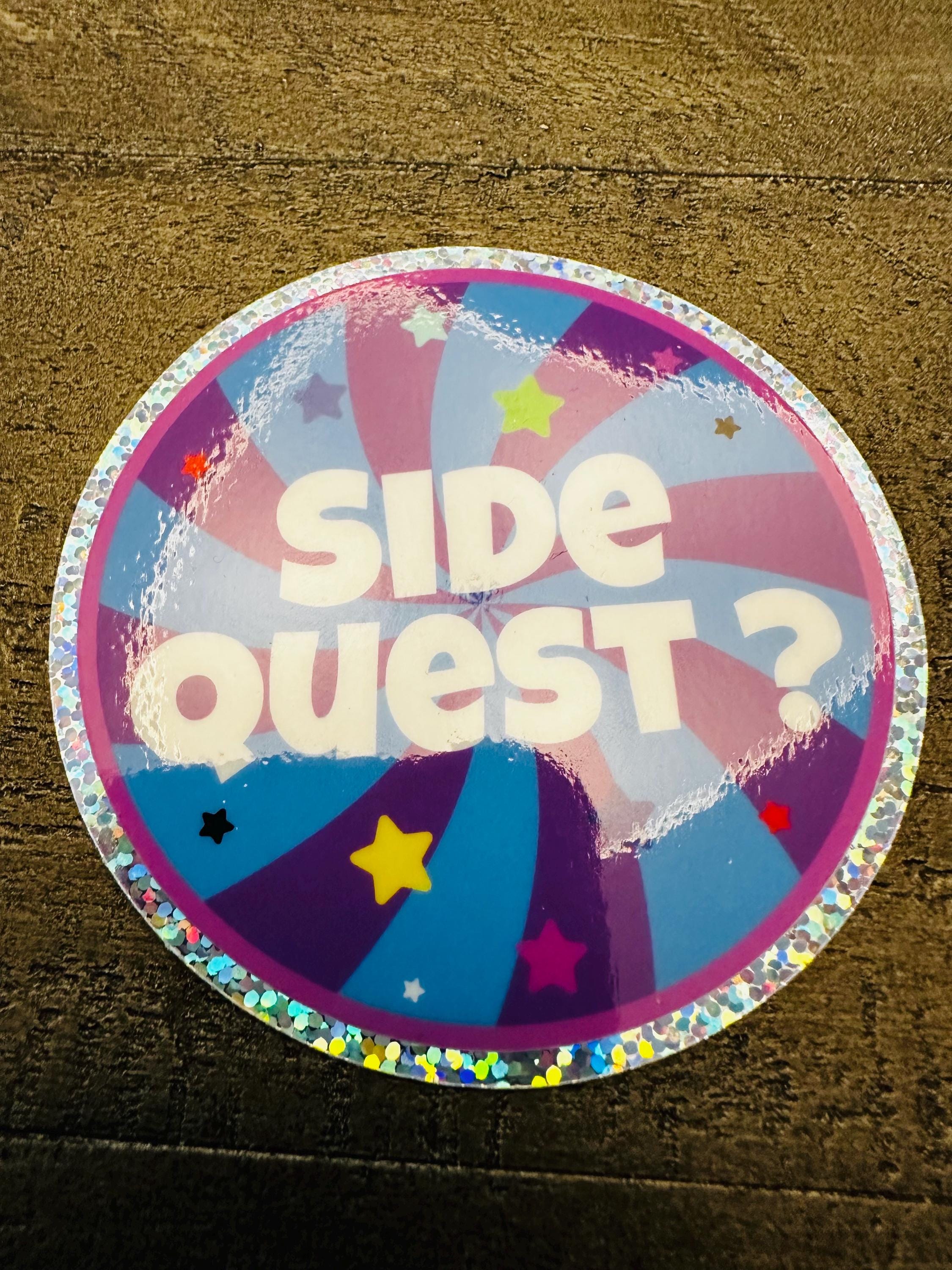 Side Quest Iridescent Glitter Sticker, EDM Rave Gaming, Waterproof 3 ...