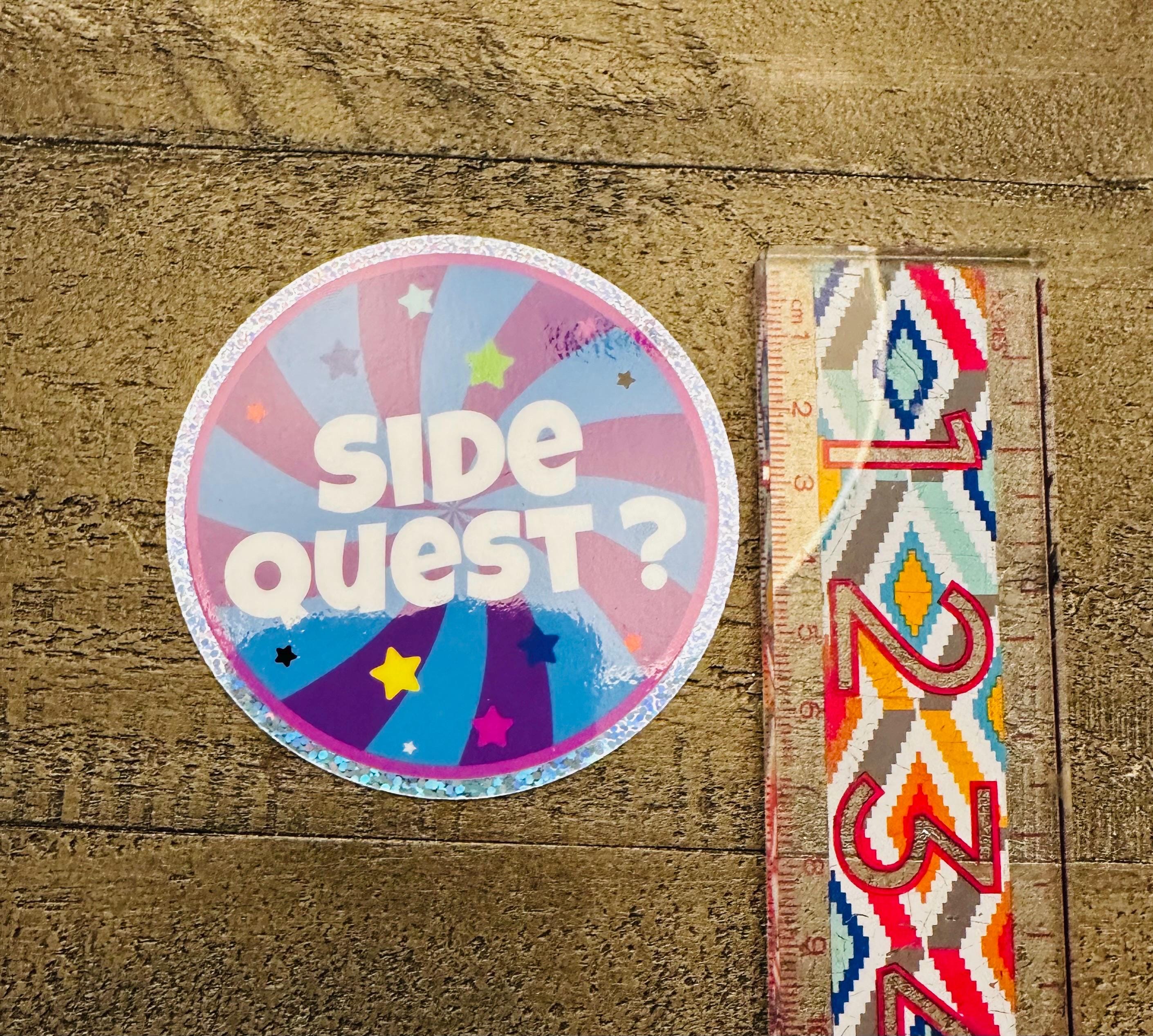 Side Quest Iridescent Glitter Sticker, EDM Rave Gaming, Waterproof 3 ...