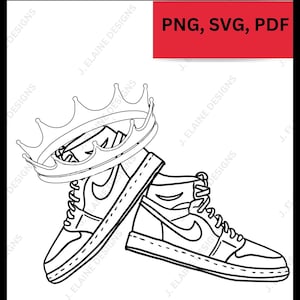 Sneaker King PNG / Sneaker Paint and Sip / Shoe printable art / coloring page / sip and paint / Shoe / Male Paint and Sip / svg, png, pdf image 1