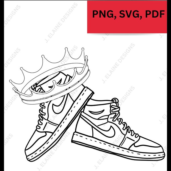 Sneaker King PNG / Sneaker Paint and Sip / Shoe printable art / coloring page / sip and paint / Shoe / Male Paint and Sip / svg, png, pdf