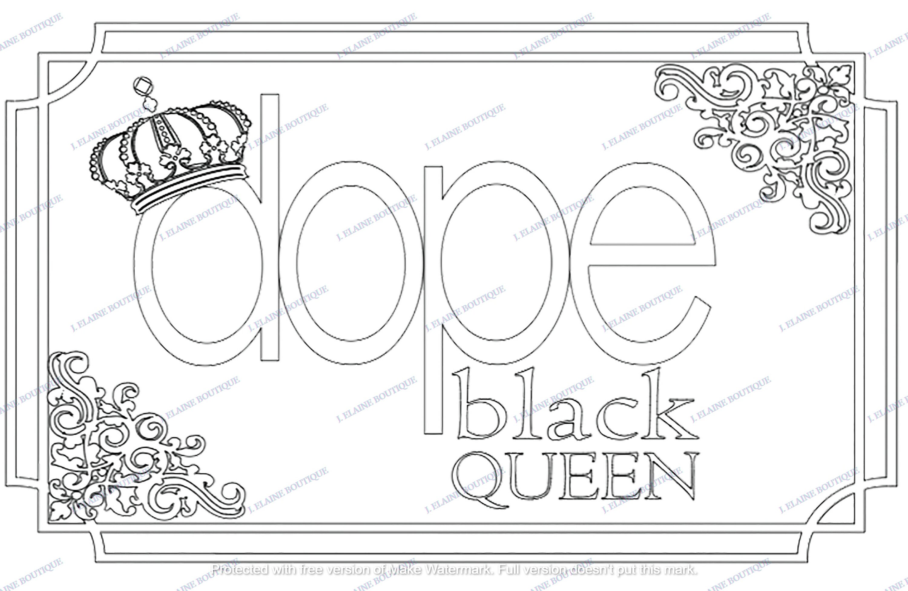 Queen Coloring Page: Paint and Sip Printable Art (PNG, JPG, PDF) - Etsy