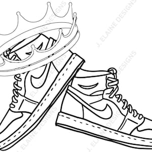 Sneaker King PNG / Sneaker Paint and Sip / Shoe printable art / coloring page / sip and paint / Shoe / Male Paint and Sip / svg, png, pdf image 2