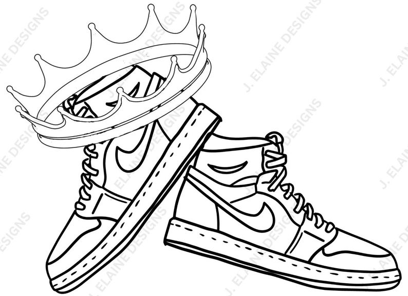 Sneaker King PNG / Sneaker Paint and Sip / Shoe printable art / coloring page / sip and paint / Shoe / Male Paint and Sip / svg, png, pdf image 2
