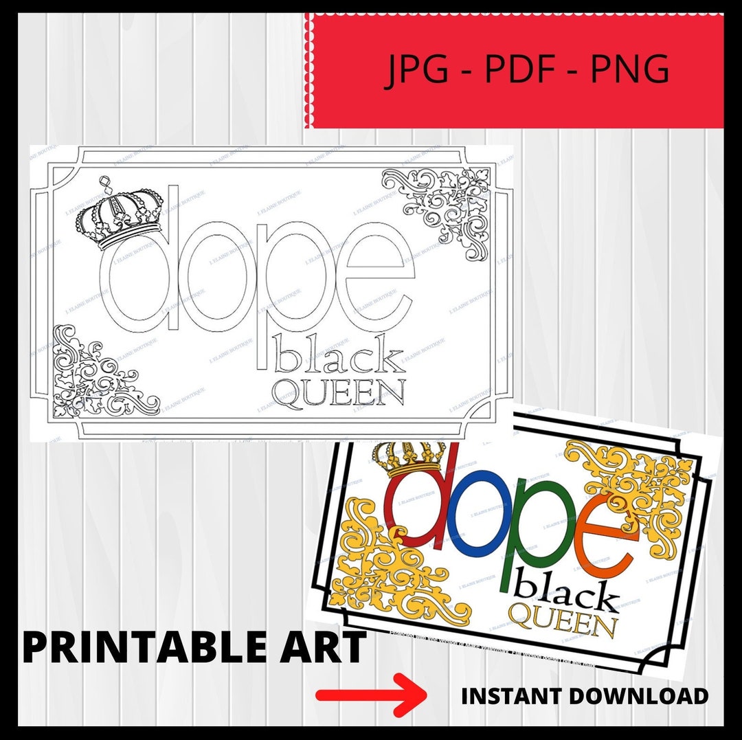 Queen Coloring Page: Paint and Sip Printable Art (PNG, JPG, PDF) - Etsy
