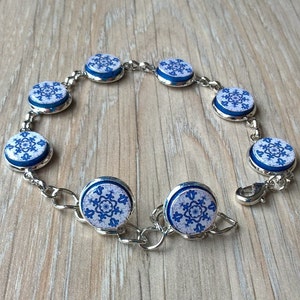 Portugal Tile Jewelry Set Round Tile Blue Bracelet Portuguese Azulejo Jewelry Matching Bracelet and Stud Earring Travel Gift Set Souvenir