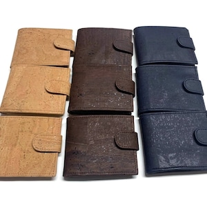 Carteira de cortiça masculina, presente sustentável, ecológica, couro ecológico, feita à mão, fina, de cortiça, vegana, orgânica, unissex, feita de forma ética