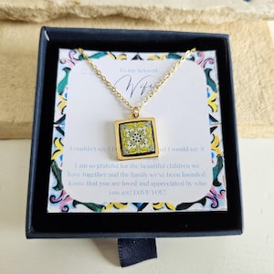 Wife Personalized Message Card Necklace Wife Gift Necklace Anniversary Spouse Gift Husband Gift for Wife Custom Sentimental Jewelry Present