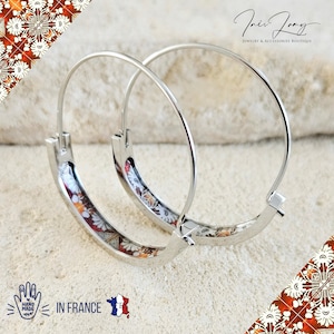 Red Orange Porto Tile 1.2&#39;&#39; HOOP Earring Portugal Lightweight STEEL Azulejo Gold Hoop Historical Jewelry Anniversary Gift Trip Handmade Gift