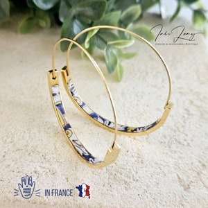 Cork GOLD HOOP Tile Earring Portugal Lightweight Stainless STEEL Azulejo Gold Hoop Historical Jewelry Anniversary Gift Women Portuguese Mom
