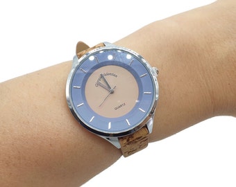 Cork pastel wristwatch everyday cork watch Portuguese cork jewelry cork vegan watch cork leather watch unique watch gift for her