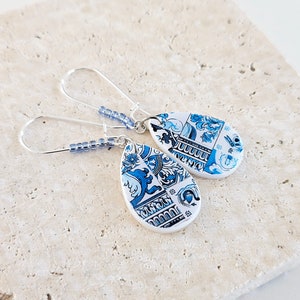 Portugal Teardrop Tile Earring Portuguese Jewelry Azulejo Earring Tile Teardrop Travel Gift Souvenir Mother Pearl Blue Mixed Tile Earring