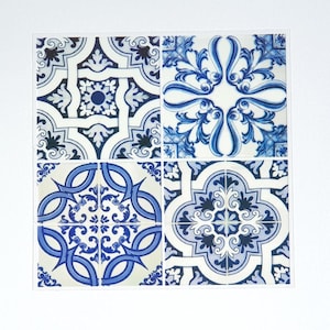 4 fogli adesivi per piastrelle blu, piastrelle portoghesi, scrapbooking, decalcomanie per piastrelle, set di adesivi per decorazioni per la casa, sigillante per buste, adesivo per laptop, adesivo per pianificatore