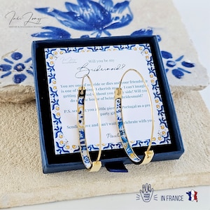 Bridesmaid Proposal Gold Hoop Earring Personalized Message Card Will You Be My Bridesmaid Gift Wedding Bridesmaid Custom Memento Jewelry