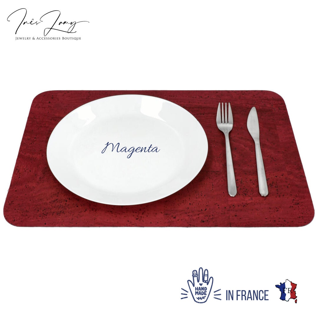 CORK Placemat MAGENTA Individual Placemat Heat Resistant Waterproof