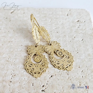 GOLD Queen Filigree Earrings SILVER Steel Dangle Thin Earring Lightweight Handmade Jewelry Mother Gift Birthday Gift Portugal Travel Gift