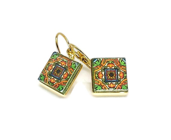 Mexikanische Fliesen Ohrringe Talavera Fliesen Replik Etsy
